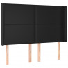 Cabeceira cama c/ LED couro artificial 147x16x118/128 cm preto 3