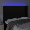 Cabeceira cama c/ LED couro artificial 147x16x118/128 cm preto 4