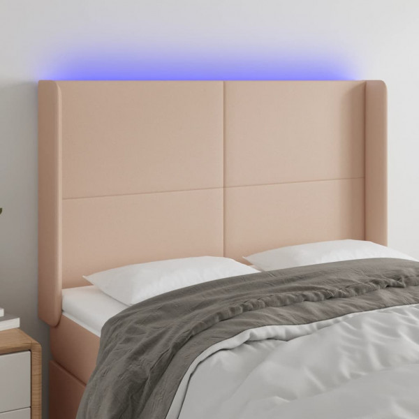 Cabecero con LED cuero sintético capuchino 147x16x118/128cm D