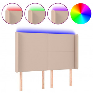 Cabecero con LED cuero sintético capuchino 147x16x118/128cm H