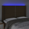 Cabecero con LED de tela marrón oscuro 147x16x118/128 cm 4