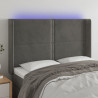 Cabeceira de cama c/ LED veludo 147x16x118/128 cm cinza-escuro 1