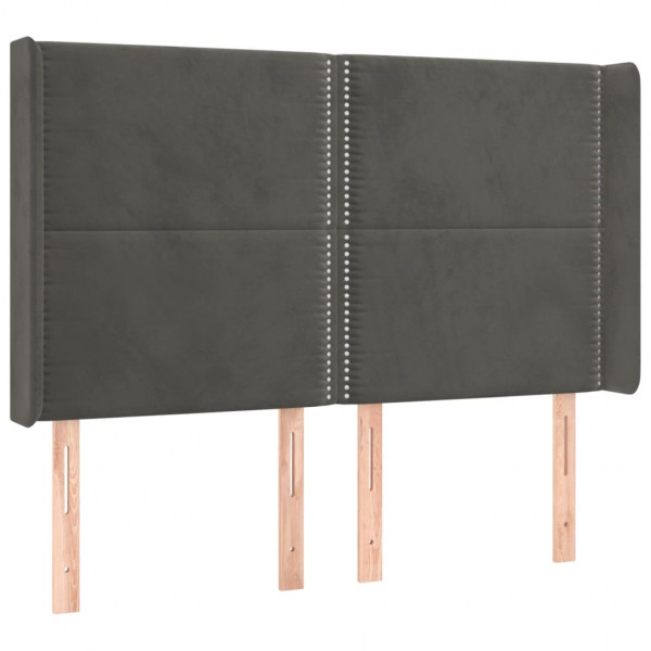 Cabecero con LED de terciopelo gris oscuro 147x16x118/128 cm M 3
