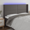 Cabecero con LED cuero sintético gris 203x16x118/128 cm 1