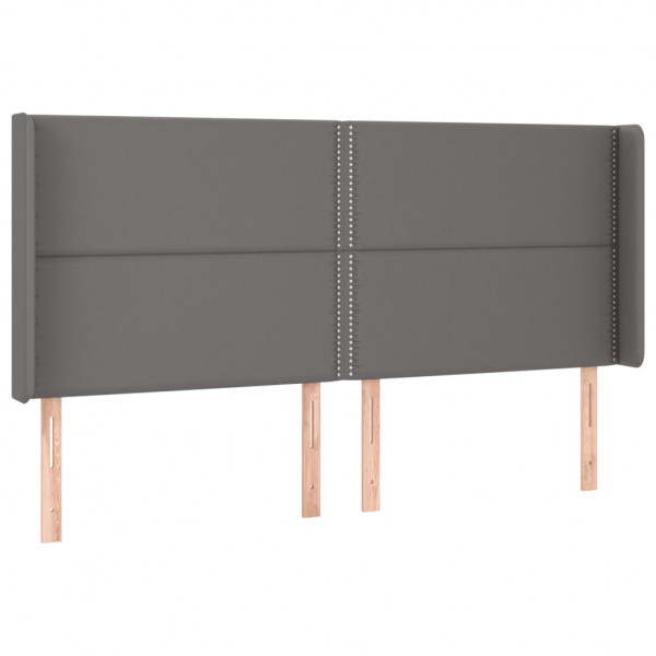 Cabecero con LED cuero sintético gris 203x16x118/128 cm M 3