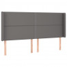 Cabecero con LED cuero sintético gris 203x16x118/128 cm 3