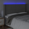 Cabeceira cama c/ LED couro artif. 203x16x118/128 cm cinzento 4