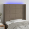 Cabecero con LED de tela gris taupe 103x16x118/128 cm 1