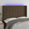 Cabeceira de cama c/ luzes LED tecido 147x16x118/128cm castanho 1