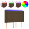 Cabeceira de cama c/ luzes LED tecido 147x16x118/128cm castanho 2
