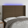 Cabeceira de cama c/ luzes LED tecido 147x16x118/128cm castanho 1