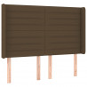 Cabeceira de cama c/ luzes LED tecido 147x16x118/128cm castanho 3