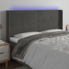 Cabecero con LED de terciopelo gris oscuro 163x16x118/128 cm 1