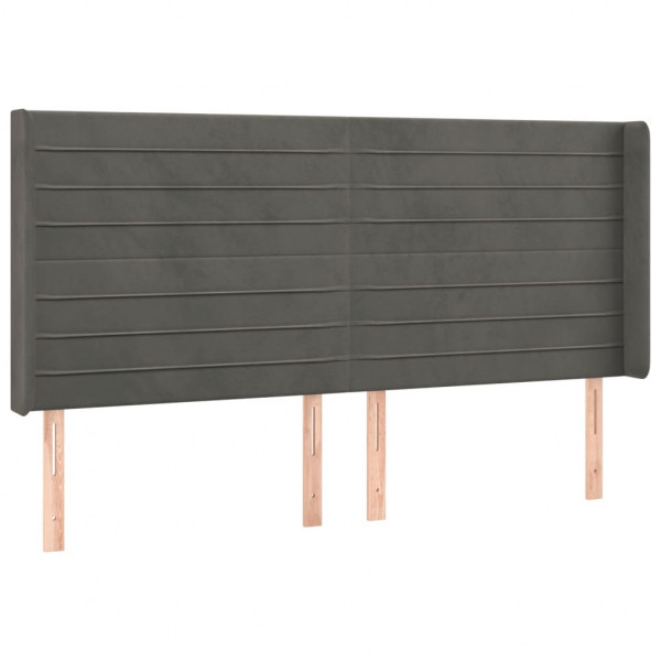 Cabeceira de cama c/ LED veludo 163x16x118/128 cm cinza-escuro M 3