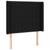 Cabeceira de cama c/ luzes LED tecido 93x16x118/128 cm preto 3