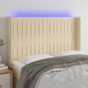 Cabeceira cama c/ luzes LED tecido 147x16x118/128 cm cor creme 1