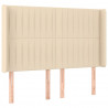 Cabeceira cama c/ luzes LED tecido 147x16x118/128 cm cor creme 3