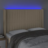Cabeceira cama c/ luzes LED tecido 147x16x118/128 cm cor creme 4
