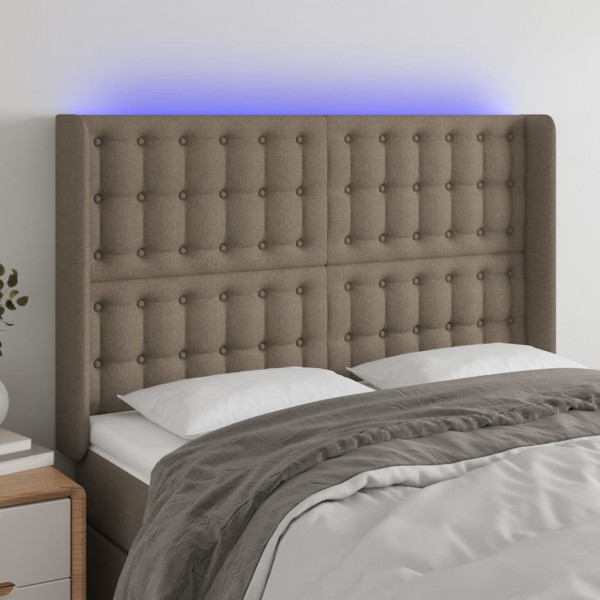 Cabecero con LED de tela gris taupe 147x16x118/128 cm D