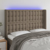 Cabeceira cama c/ LED tecido 147x16x118/128cm cinza-acastanhado 1