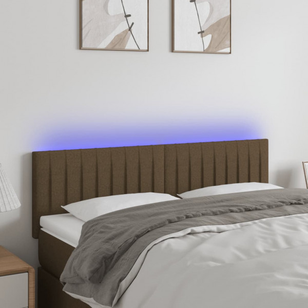 Cabecero con LED de tela marrón oscuro 144x5x78/88 cm D
