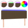 Cabeceira de cama c/ luzes LED tecido 144x5x78/88 cm castanho 2