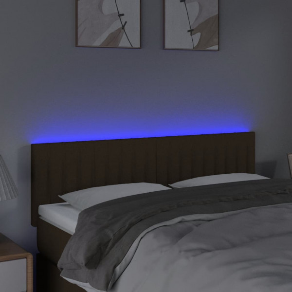 Cabecero con LED de tela marrón oscuro 144x5x78/88 cm M 3