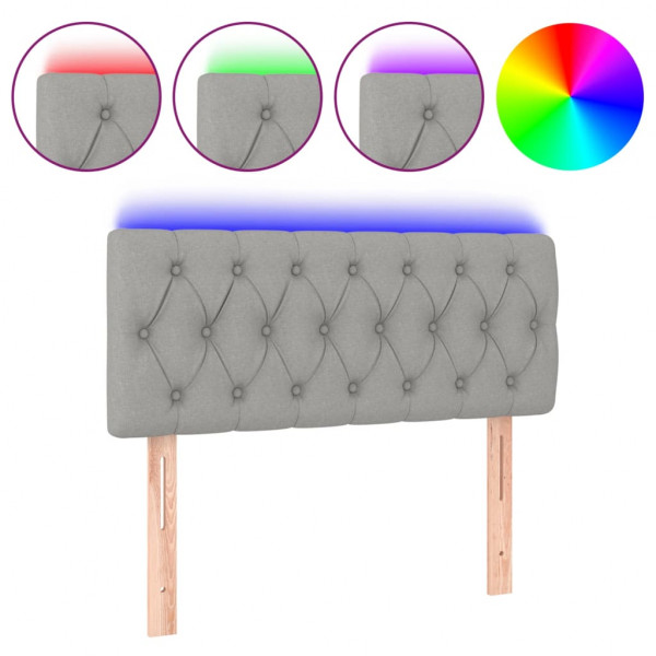 Cabeceira de cama c/ luzes LED tecido 90x7x78/88 cm cinza-claro M 2