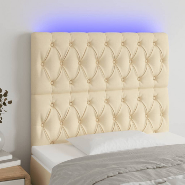 Cabecero con luces LED tela crema 90x7x118/128 cm D