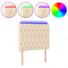 Cabecero con luces LED tela crema 90x7x118/128 cm 2