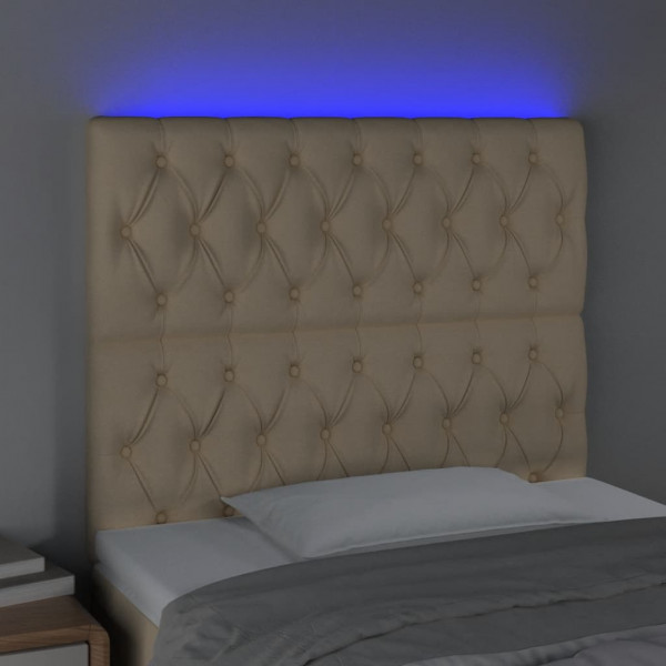 Cabecero con luces LED tela crema 90x7x118/128 cm M 3