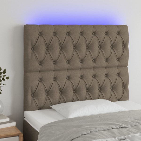 Cabecero con luces LED tela gris taupe 100x7x118/128 cm D