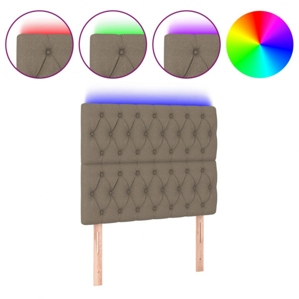 Cabecero con luces LED tela gris taupe 100x7x118/128 cm M 2