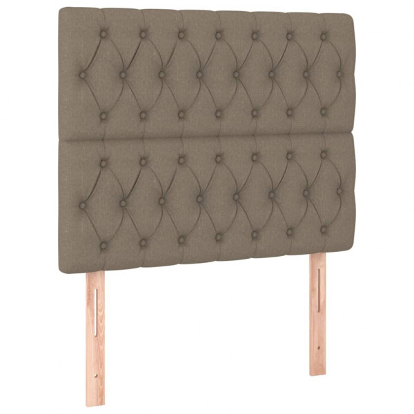 Cabeceira cama c/ LED tecido 100x7x118/128cm cinza-acastanhado M 4