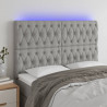 Cabeceira cama c/ luzes LED tecido 160x7x118/128cm cinza-claro 1