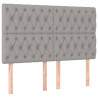 Cabeceira cama c/ luzes LED tecido 160x7x118/128cm cinza-claro 4