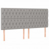Cabeceira cama c/ luzes LED tecido 200x7x118/128cm cinza-claro 4