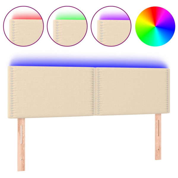 Cabecero con LED de tela color crema 144x5x78/88 cm M 2