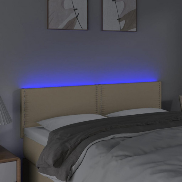 Cabeceira de cama c/ luzes LED tecido 144x5x78/88 cm cor creme M 3