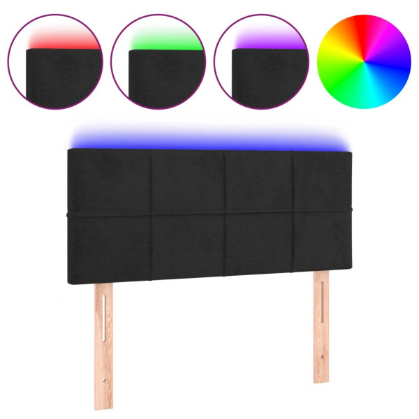 Cabecero con LED de terciopelo negro 80x5x78/88 cm M 2
