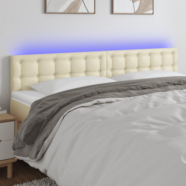 Cabecero con LED cuero sintético color crema 160x5x78/88 cm D