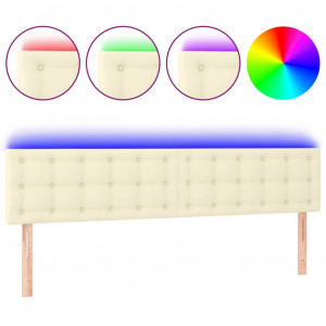 Cabecero con LED cuero sintético color crema 160x5x78/88 cm H