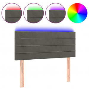 Cabecero con LED de terciopelo gris oscuro 80x5x78/88 cm H