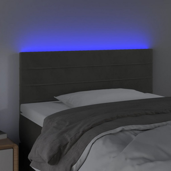 Cabeceira de cama c/ luzes LED veludo 80x5x78/88cm cinza-escuro M 3
