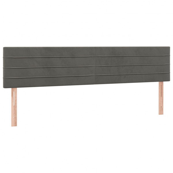 Cabeceira de cama c/luzes LED veludo 200x5x78/88cm cinza-escuro M 4