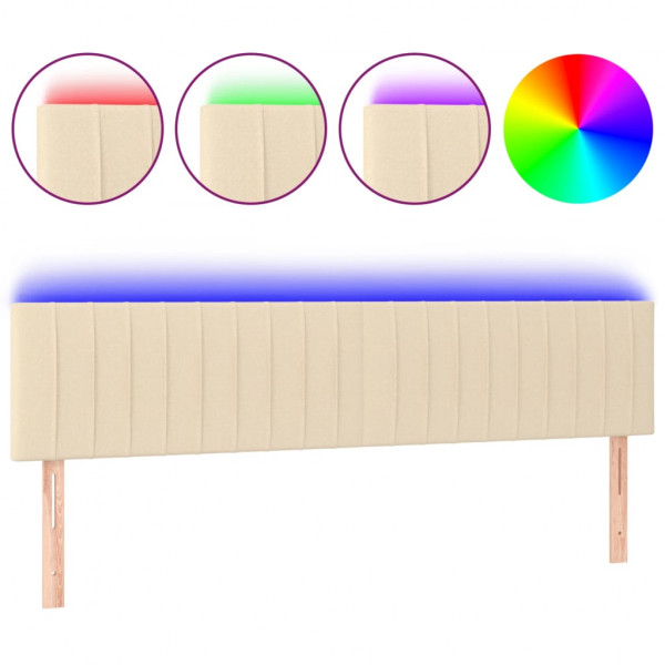 Cabeceira de cama c/ luzes LED tecido 160x5x78/88 cm cor creme M 2