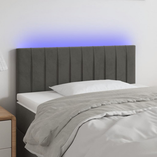 Cabecero con LED de terciopelo gris oscuro 80x5x78/88 cm D