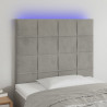 Cabecero con luces LED terciopelo gris claro 80x5x118/128 cm 1