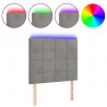 Cabecero con luces LED terciopelo gris claro 80x5x118/128 cm 2