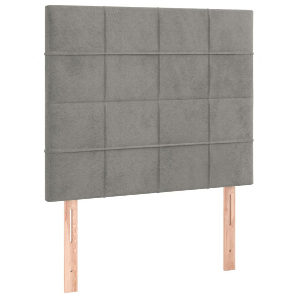 Cabeceira cama c/ luzes LED veludo 80x5x118/128cm cinza-claro M 4